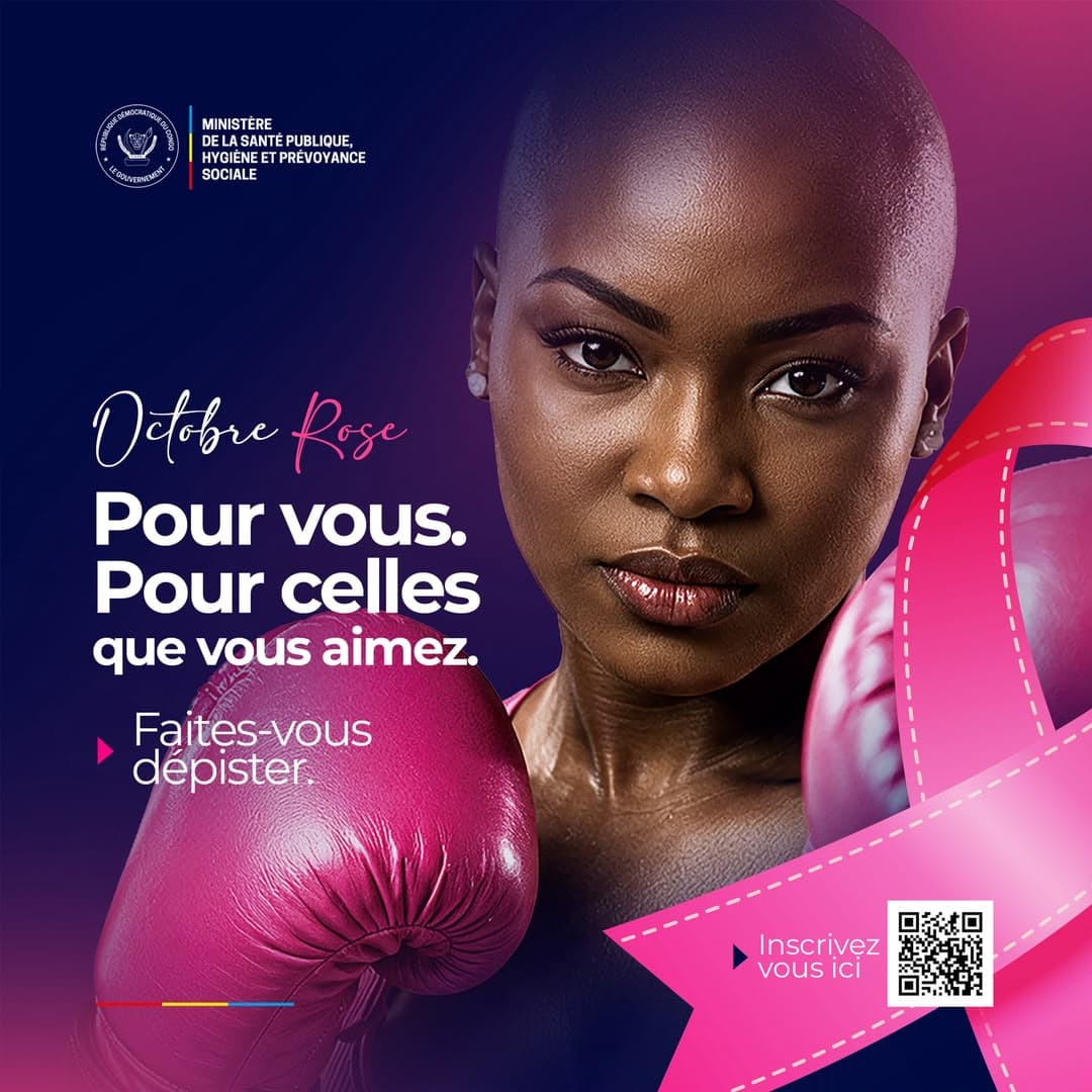 Affiche officielle Octobre Rose du Ministère de la Santé : pour vous, pour celles que vous aimez. Faites-vous dépister.